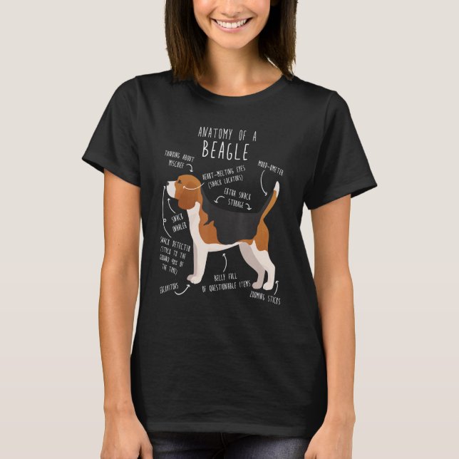 Camiseta Beagle Dog Anatomy  Cute Pet  Dog Mom Dog Dad (Anverso)