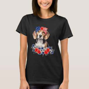 Camiseta Beagle Dog Bandana Bandera Estadounidense 4 De Jul