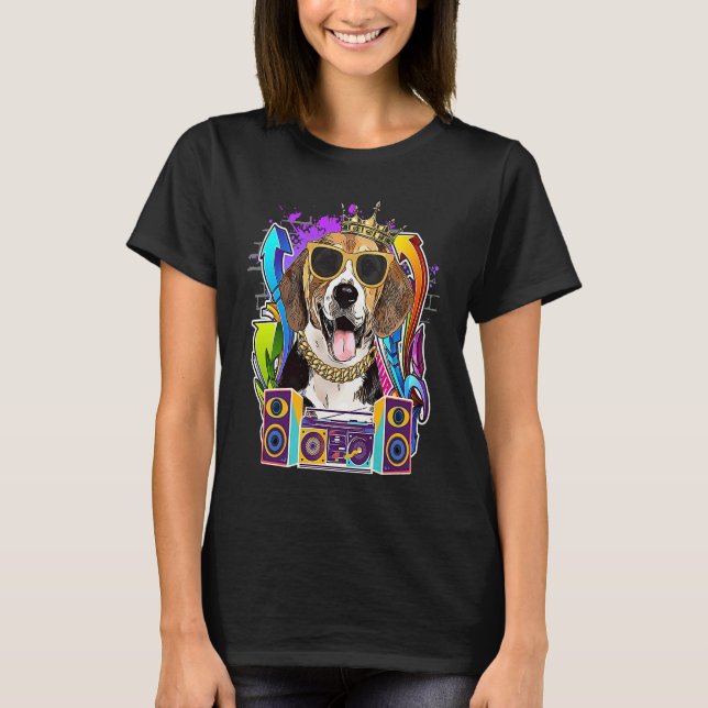 Camiseta Beagle Dog Hip Hop Música Rap de los 90 (Anverso)
