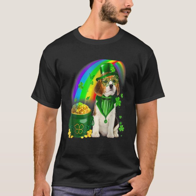 Camiseta Beagle Dog Irish Leprechaun Saint Patrick Day (Anverso)