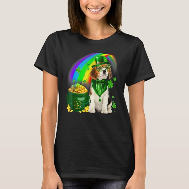 Camiseta Beagle Dog Irish Leprechaun Saint St Patrick Day (Anverso)