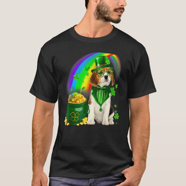 Camiseta Beagle Dog Irish Leprechaun Saint St Patrick Day (Anverso)
