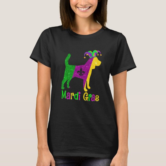 Camiseta Beagle Dog Lover Mardi Gras Carnival Jester Premiu (Anverso)