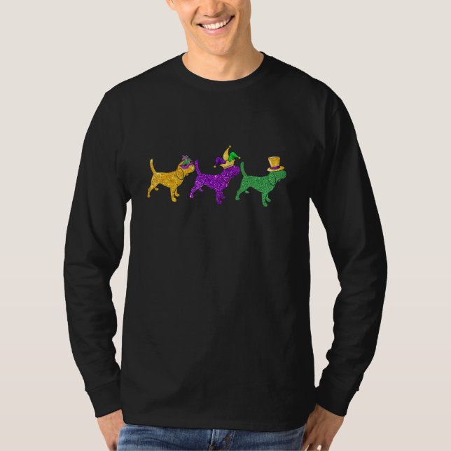 Camiseta Beagle Dog Mardi Gras Gorra Máscara Familia Matemá (Anverso)