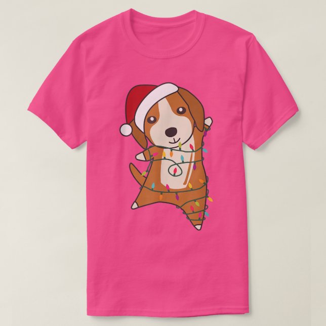 Camiseta Beagle Dog Merry Christmas Fairy Lights Cute Dogs (Diseño del anverso)