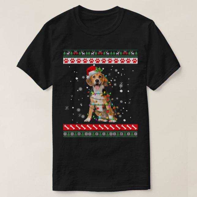 Camiseta Beagle Dog Navidades suéteres feos Perros Perros  (Diseño del anverso)