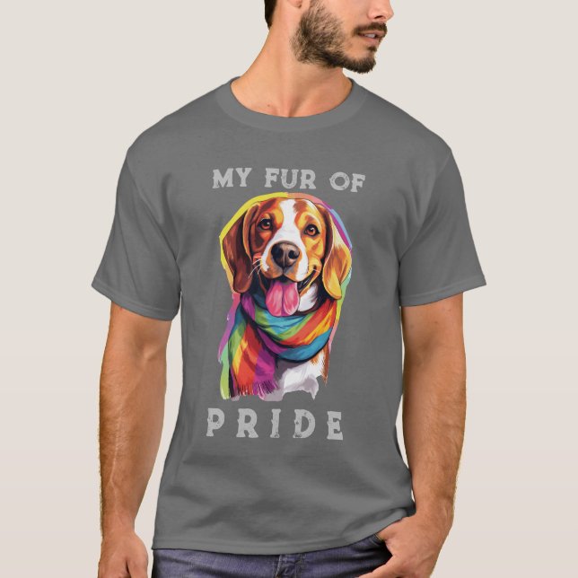 Camiseta Beagle Dog Rainbow Funny My Fur Orgullo (Anverso)