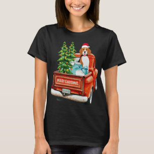 Camiseta Beagle Dog Riding Red Truck Navidades