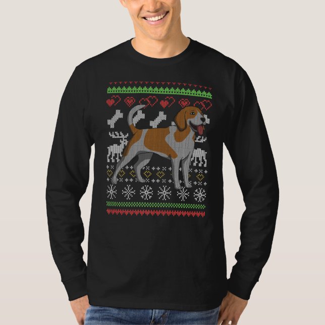 Camiseta Beagle Dog Santa Claus Navidades feos Patrón X Mam (Anverso)