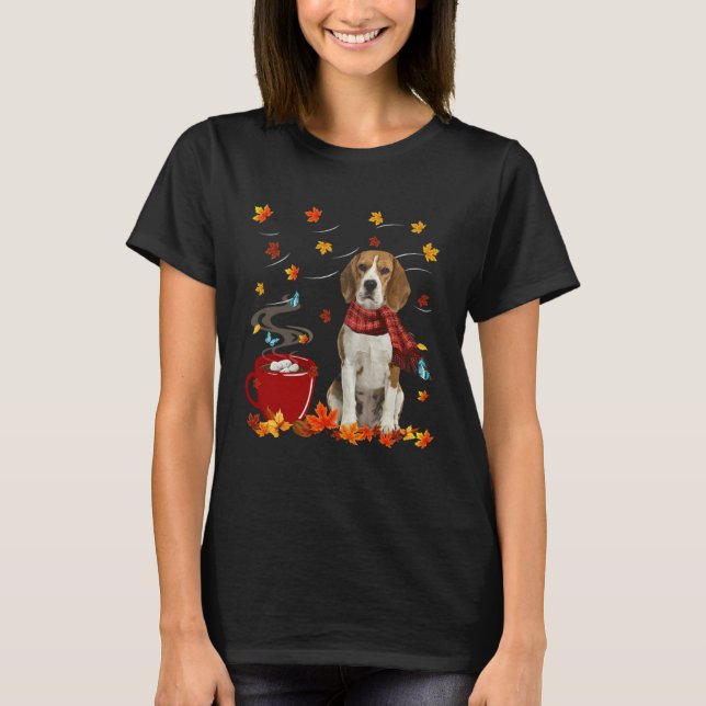 Camiseta Beagle Dog Scarf Fall Chocolate Autumn (Anverso)