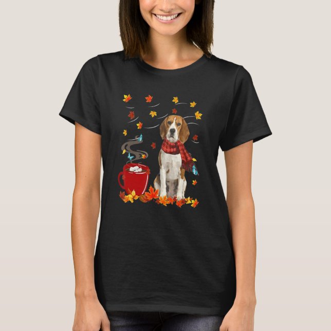 Camiseta Beagle Dog Scarf Fall Chocolate Otoño (Anverso)