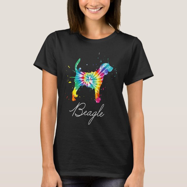 Camiseta Beagle Dog Tie Dye Rainbow Dog Mom r Love (Anverso)