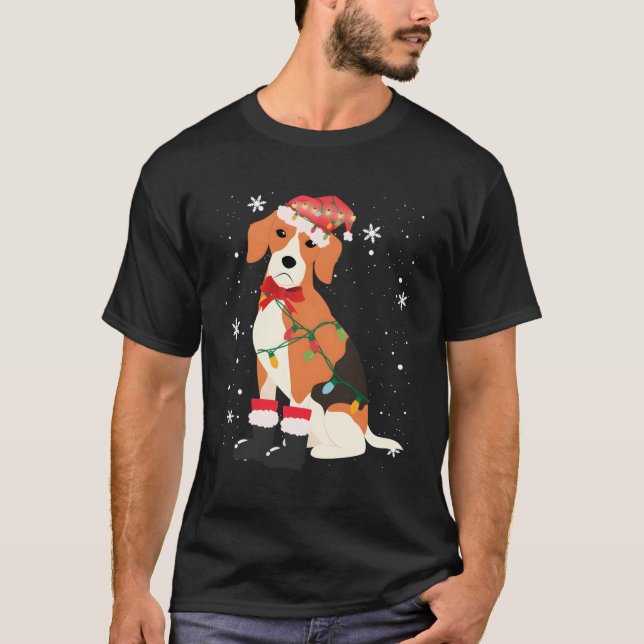 Camiseta Beagle Dog Tree Xmas Mamá Papá Regalos Para Navida (Anverso)