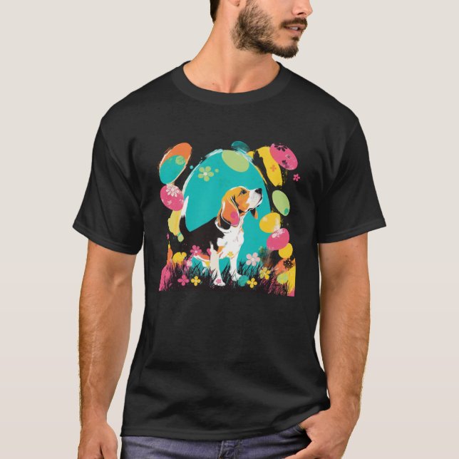 Camiseta Beagle Easter Egg Spring Flowers Dog  Paint Splatt (Anverso)