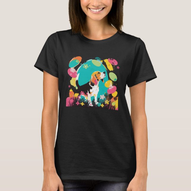 Camiseta Beagle Easter Egg Spring Flowers Dog  Paint Splatt (Anverso)