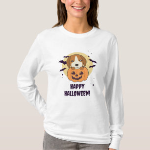 Camiseta Beagle En Calabaza Dulces Perros Feliz Halloween