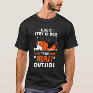 Camiseta Beagle En La Cama Es Demasiado Gente Fuera