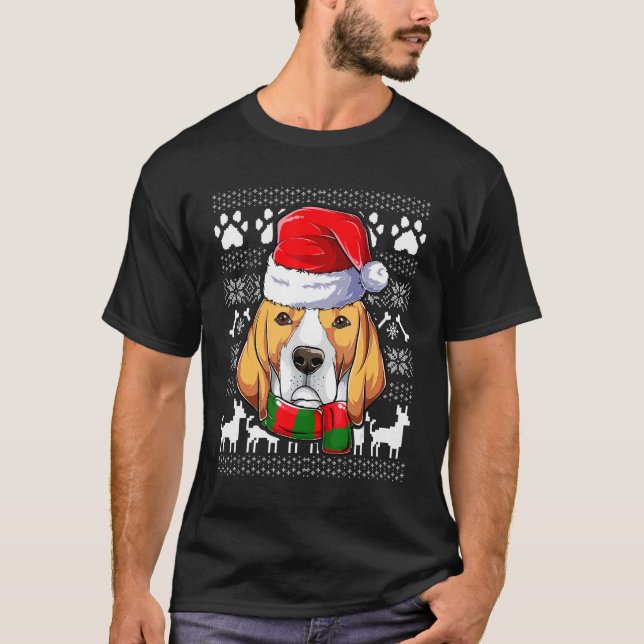 Camiseta Beagle feo Papá Noel Navidades de ropa navideña (Anverso)