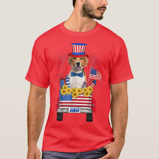 Camiseta Beagle Firework Sunflower America Dog 4 de julio 