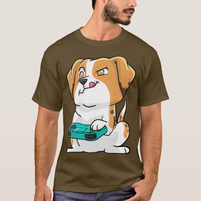 Camiseta Beagle Gaming Kawaii regalo para jugadores y perro (Anverso)