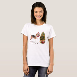 Camiseta Beagle graciosos Navidades perro con árbol