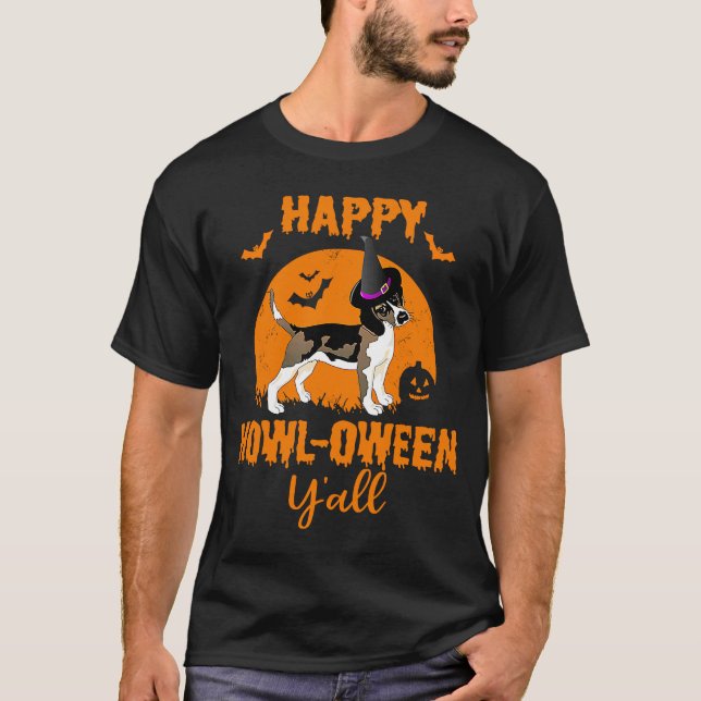 Camiseta Beagle Halloween Happy Howlowe Dog Pun (Anverso)