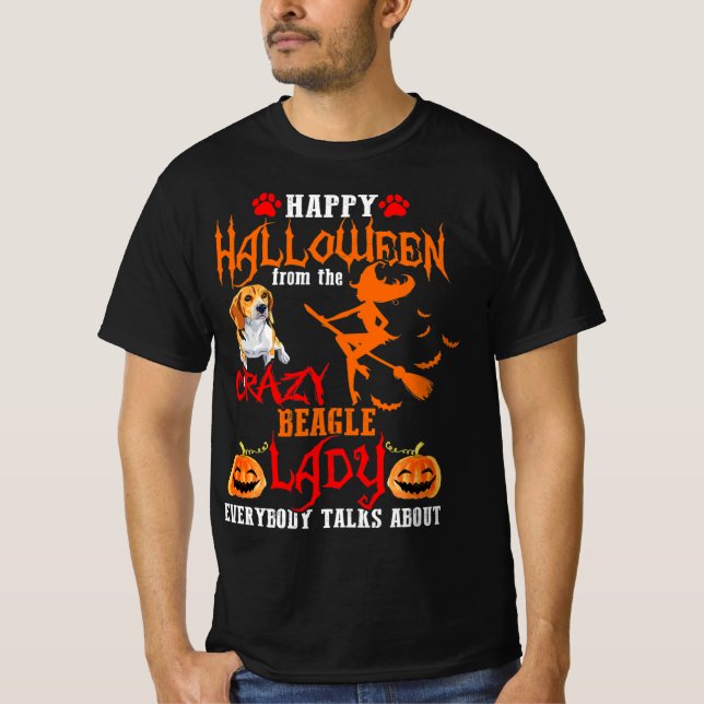 Camiseta Beagle Happy Halloween Crazy Beagle Lady (Anverso)