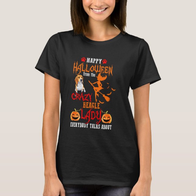 Camiseta Beagle Happy Halloween Crazy Beagle Lady (Anverso)