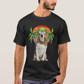 Camiseta Beagle Hawaiano Con Gafas De Sol En Verano