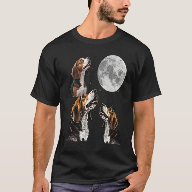 Camiseta Beagle Howling en Moon Cute Beagle (Anverso)