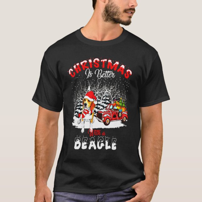 Camiseta Beagle is Better Dog Light Tree Xmas (Anverso)