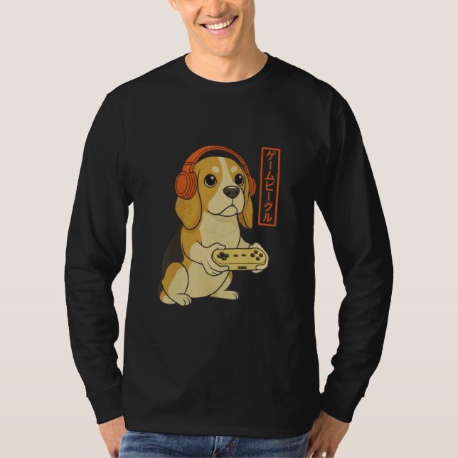 Camiseta Beagle Japanese Gamer Men Women Boy Funny Video Ga (Anverso)
