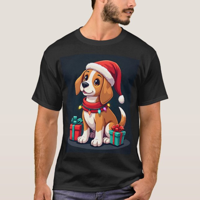 Camiseta Beagle Luces de Navidad Santa Beagle Perro Navidad (Anverso)