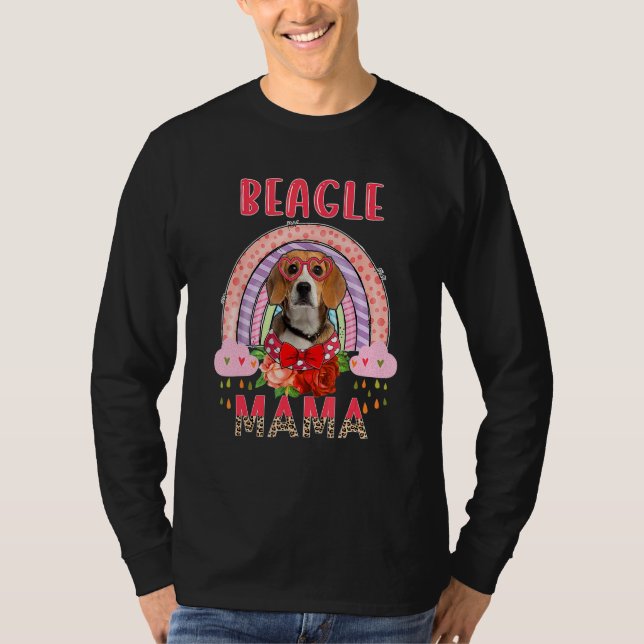 Camiseta Beagle Mama Cute Rainbow Rainy Dog Flores Madre (Anverso)