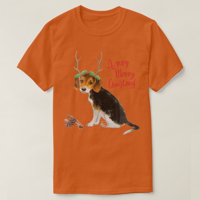 Camiseta Beagle Merry Christmas Gift (Diseño del anverso)