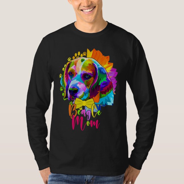 Camiseta Beagle Mom Cute Colourful Dog Sunflower  Mother's  (Anverso)