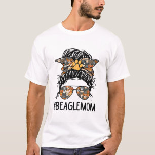 Camiseta Beagle Mom Messy Bun Dog Mamá Mascota Dueña de Mad
