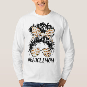 Camiseta Beagle Mom Messy Bun Hair Dog Mama Mascota Owner M