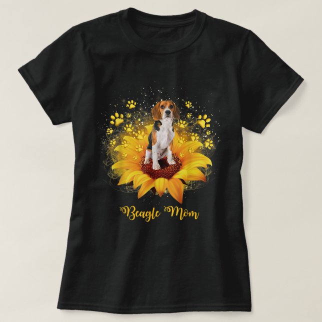 Camiseta Beagle Mom Sunflower With Dog Paw Mother's Day  (Diseño del anverso)