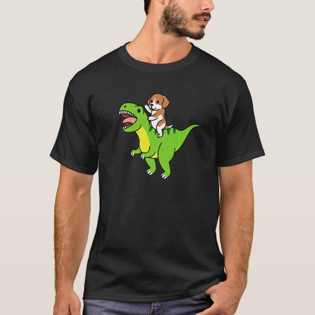 Camiseta Beagle montando perro dinosaurio Rex (Anverso)