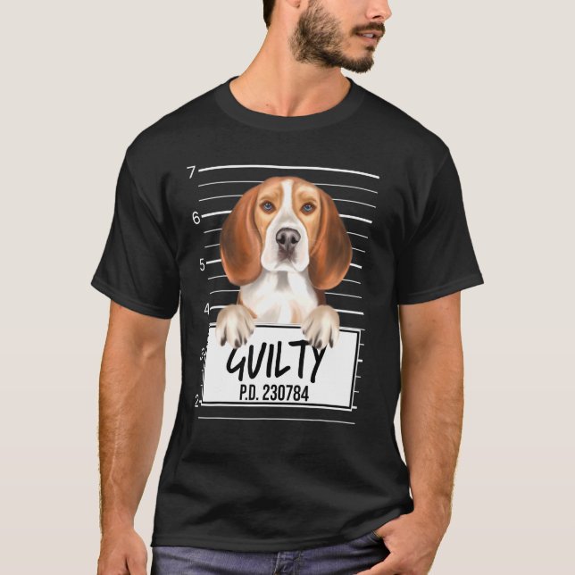 Camiseta Beagle Mugshot Guilty Dog (Anverso)