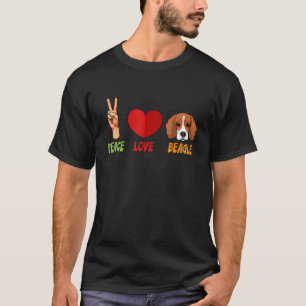 Camiseta Beagle Peace Love Unity Heart Freedom Truce Mascot