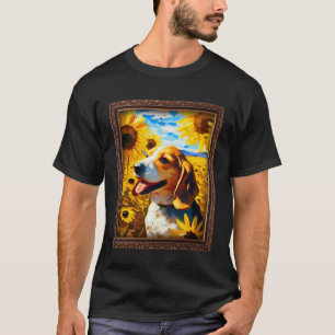 Camiseta Beagle Pintando Flor De Girasol Mamá Flor Floral