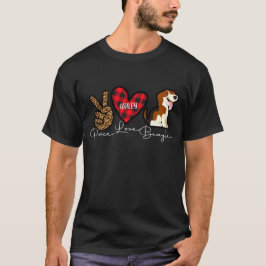 Camiseta Beagle Plaid Peace Love Cute Dog