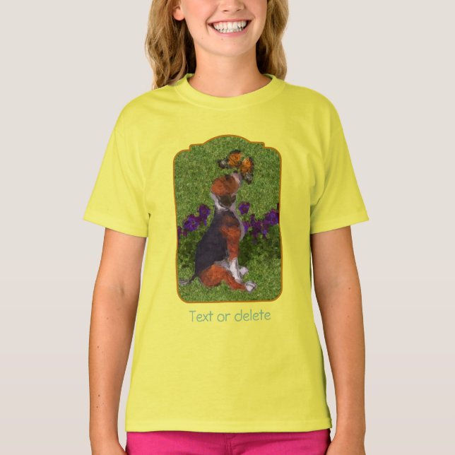 Camiseta Beagle Puppy Butterflies Dog Art Personalized (Anverso)