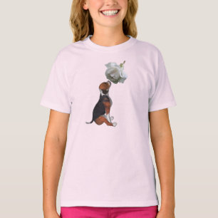 Camiseta Beagle Puppy White Rose Cubre Animal