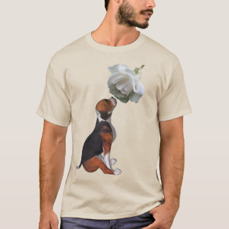 Camiseta Beagle Puppy White Rose Cute Perro