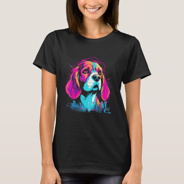 Camiseta Beagle Rainbow Retro Design (Anverso)