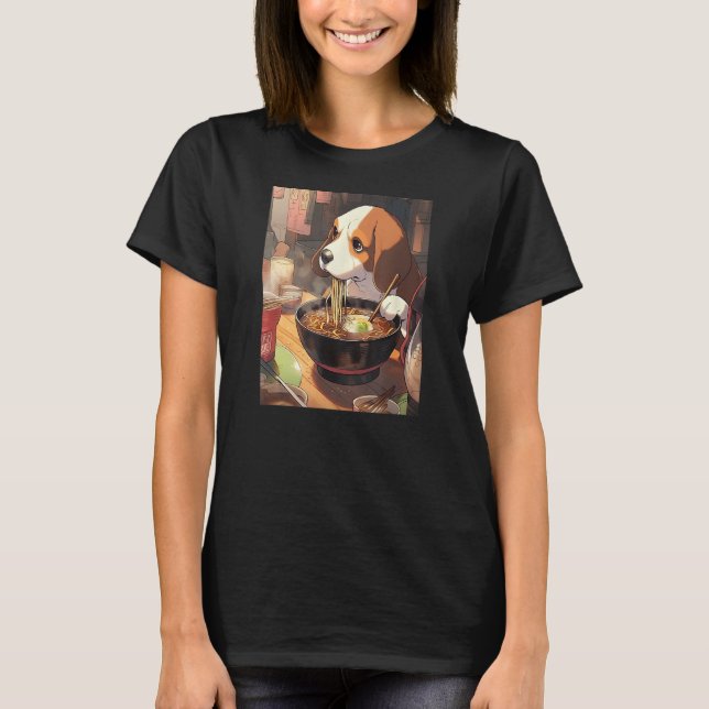 Camiseta Beagle Ramen Funny Dog Comida Japonesa (Anverso)