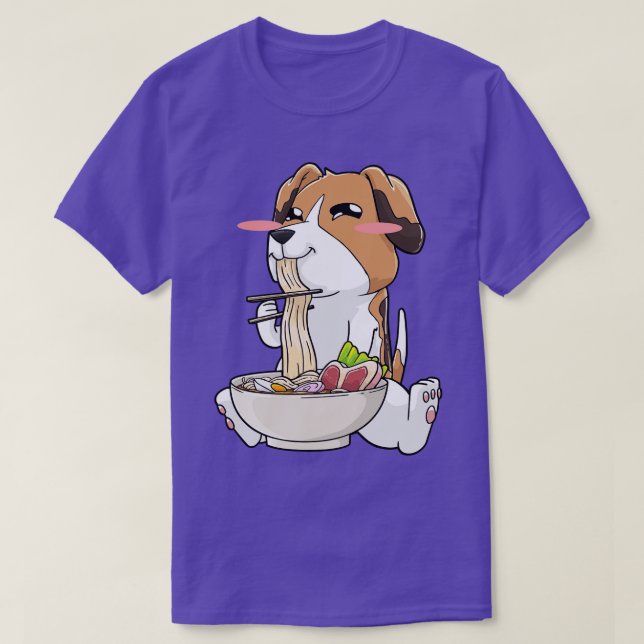 Camiseta Beagle Ramen Noodles Kawaii (Diseño del anverso)
